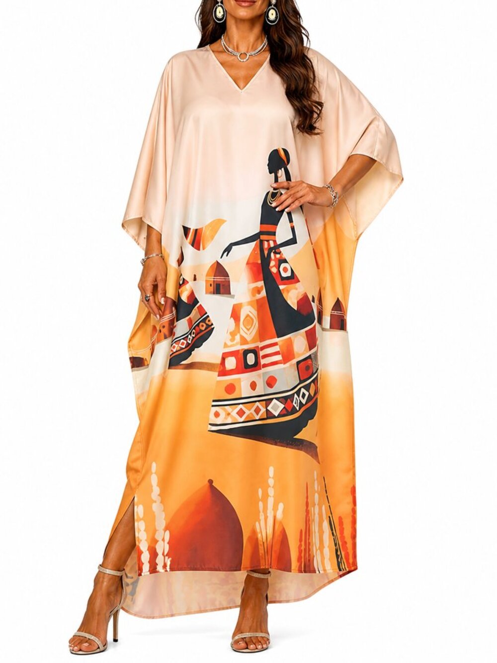 Gypsie Blu Women Plus Size Caftan Dress Stylish Printed Polyester Mumu Dresses